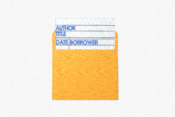 Library Checkout Pocket Embroidery Design